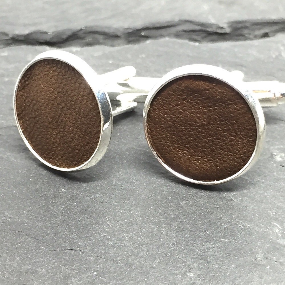 Marrón Cuero Men’s Cufflinks 2-pc Set
